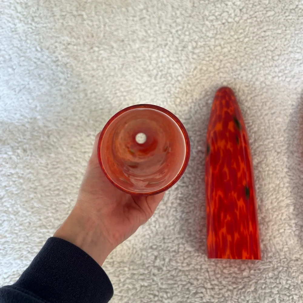 Glass Pendant Light Shades (3 piece) - Red & Orange Speckles - 10 in.